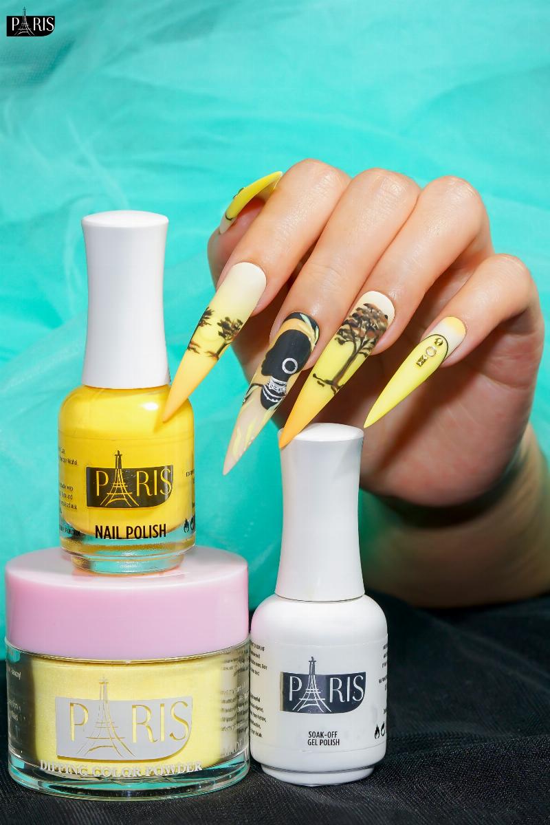 Mau nail mau xanh bo voi hoa tiet de thuong nhu qua bo hoa la